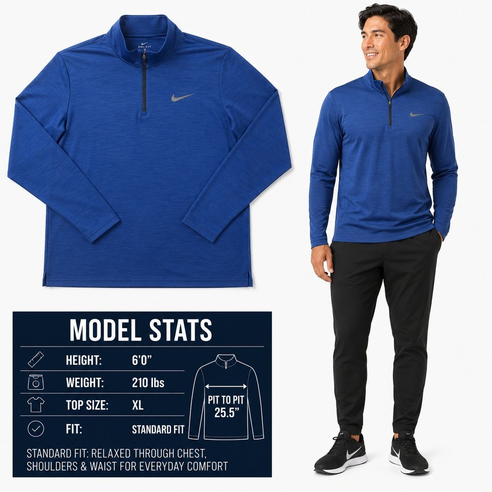 Nike Dri-FIT‎ Mens XXL Blue Heather Quarter Zip Pullover Training Golf Top